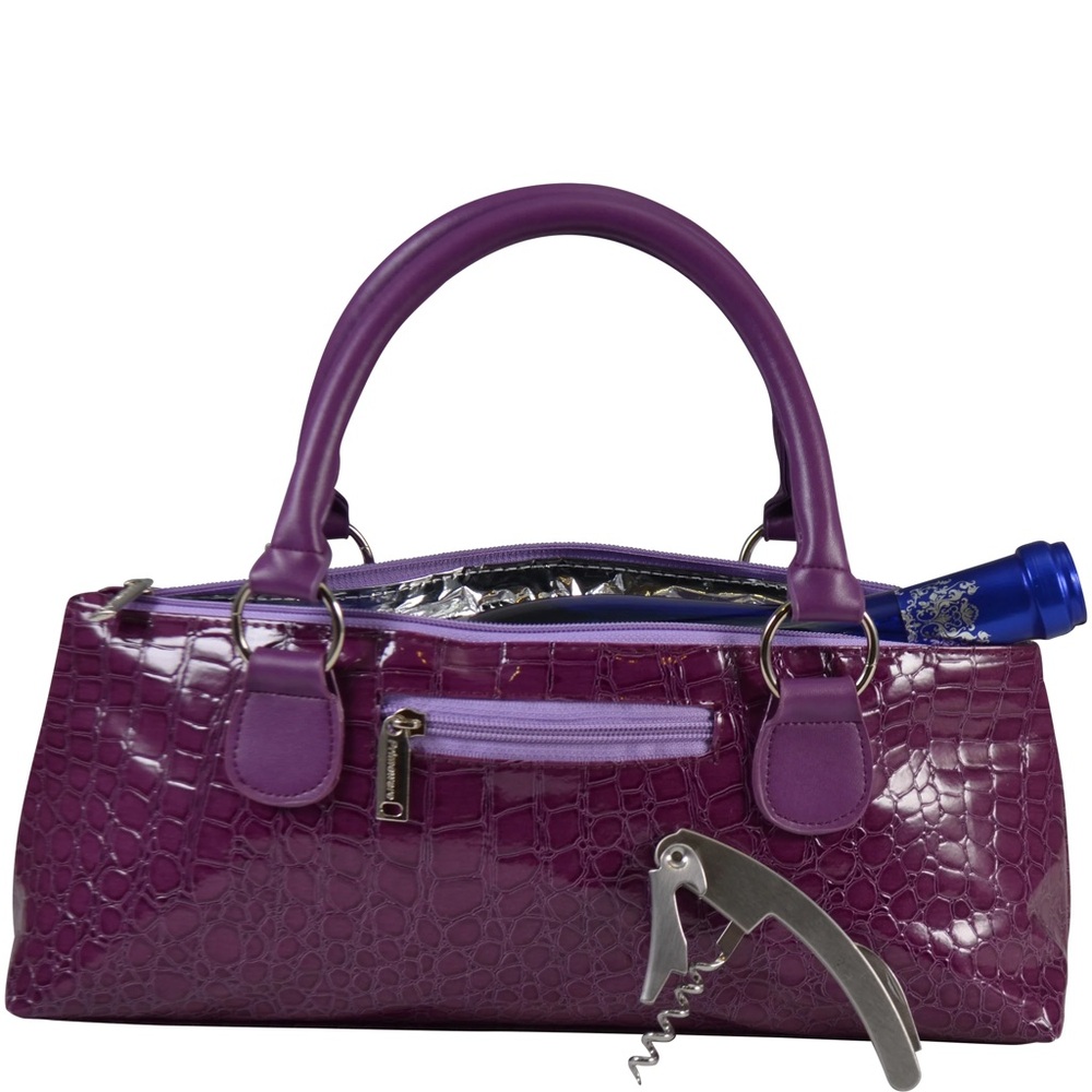 Purple Crocodile-Embossed Wine bag